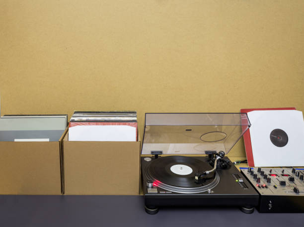 istock Music Records and Turntable on Wooden Background 647773072