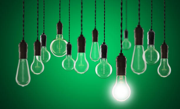 istock Idea and leadership concept - bulbs on the grunge background 647777014
