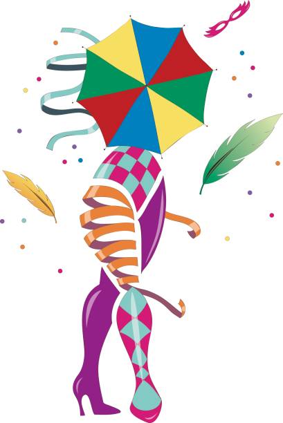 Colorful Carnival Stylized woman dancing frevo samba dancing stock illustrations