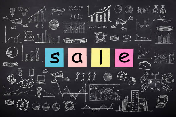 istock Business concept - sketch with schemes and graphs on chalkboard 647786164