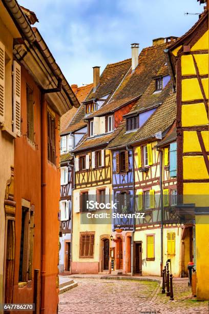 Colmar Petit Venice Narrow Street And Traditional Houses Alsace France Stock Photo - Download Image Now
