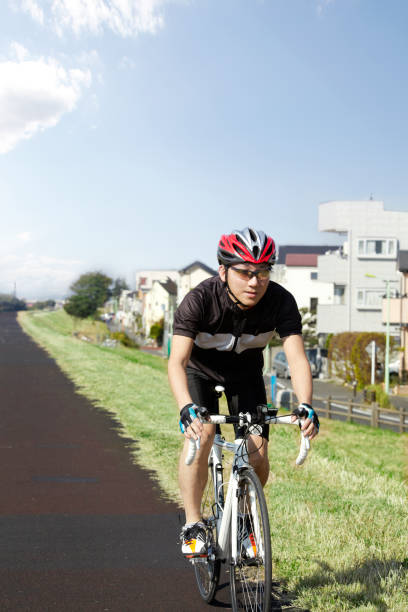 Road cycling wide angle speed shoot in nature. Landscape cycling in road