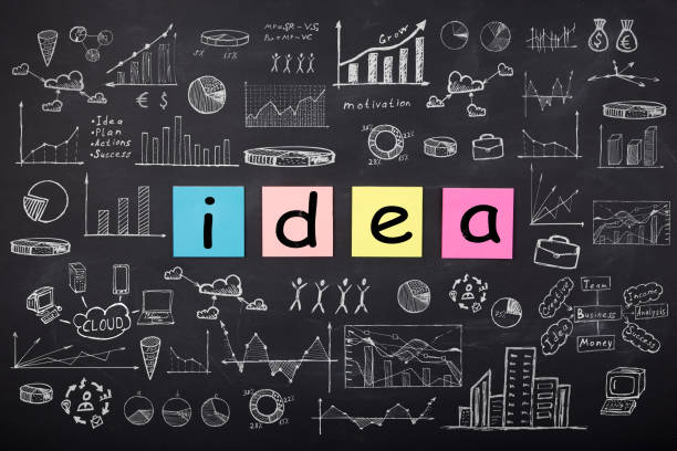 istock Business concept - sketch with schemes and graphs on chalkboard 647788460
