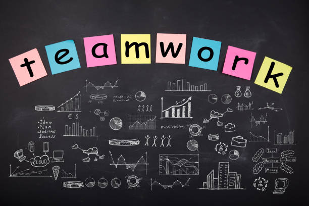 istock Business concept - sketch with schemes and graphs on chalkboard 647790960