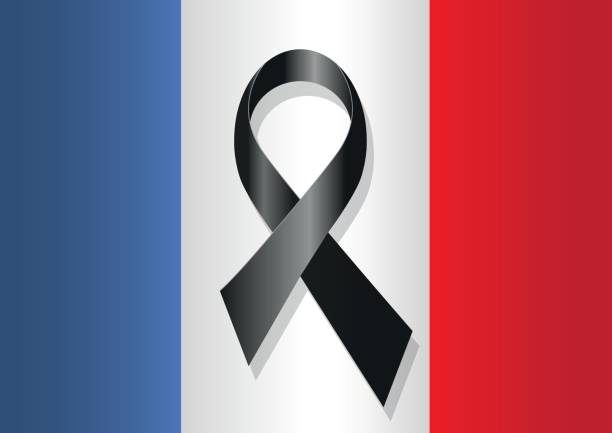 ilustrações, clipart, desenhos animados e ícones de bandeira de frança preto da fita - siege of paris