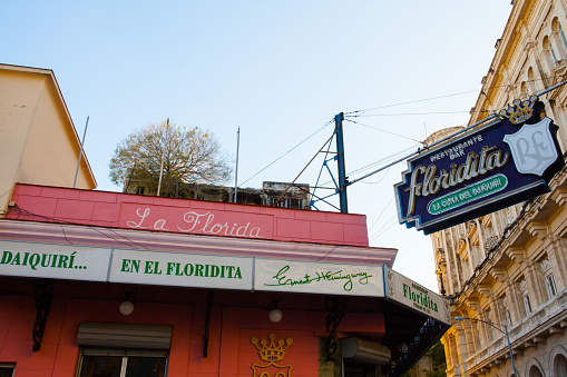 Havana, Cuba - December 11, 2016: The historic fish restaurant and cocktailbar „El Florida! in Havana (La Habana Vieja), Cuba. The Bar is famous for its daiquiris and for having been one of the favourite hangouts of Ernest Hemingway in Havana.