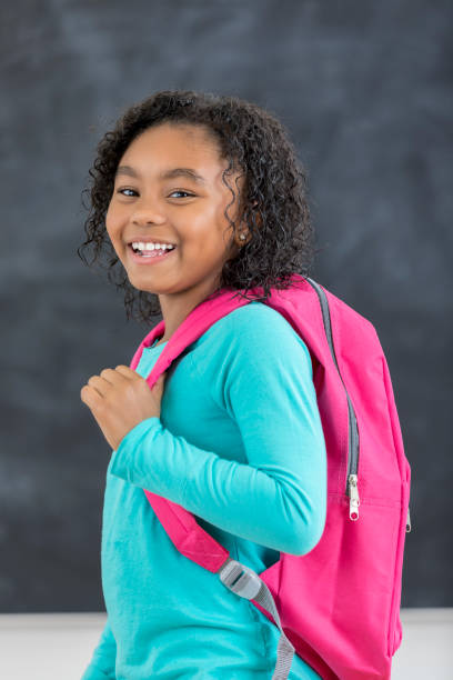 istock Confident girl ready for school 647799120