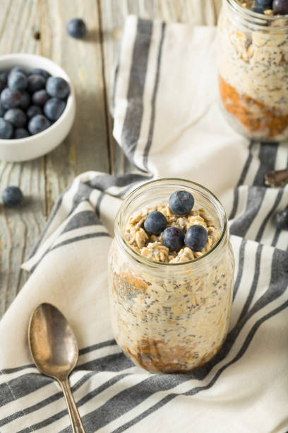 istock Healthy Homemade Overnight Oats Oatmeal 647802170