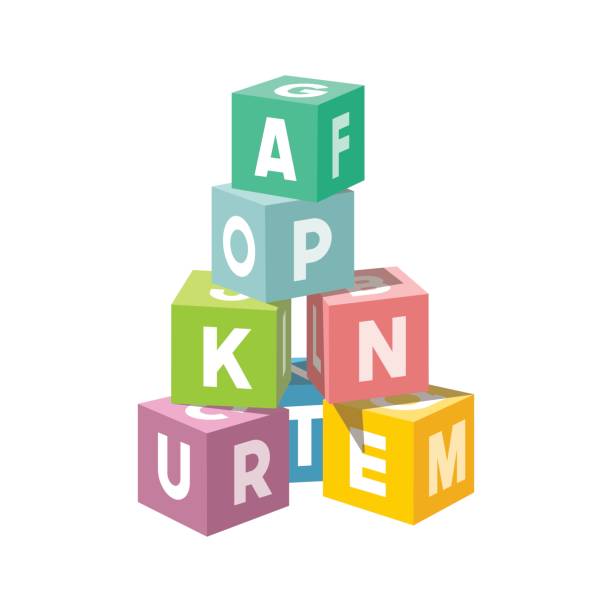 ilustrações, clipart, desenhos animados e ícones de tons de pastel e bloco de vetor edifício torre - block toy education alphabet