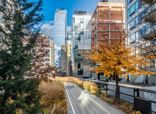 high line park na manhattanie - nowy jork, stany zjednoczone - chelsea new york zdjęcia i obrazy z banku zdjęć