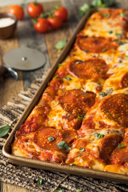 istock Homemade Pepperoni Sicilian Pan Pizza 647808416