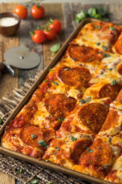 istock Homemade Pepperoni Sicilian Pan Pizza 647808618