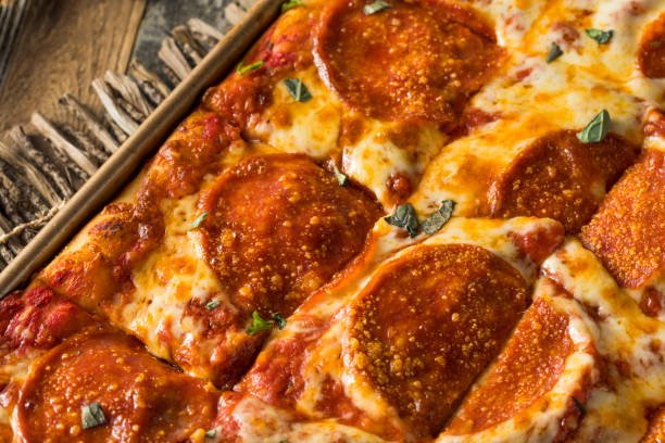 istock Homemade Pepperoni Sicilian Pan Pizza 647808754