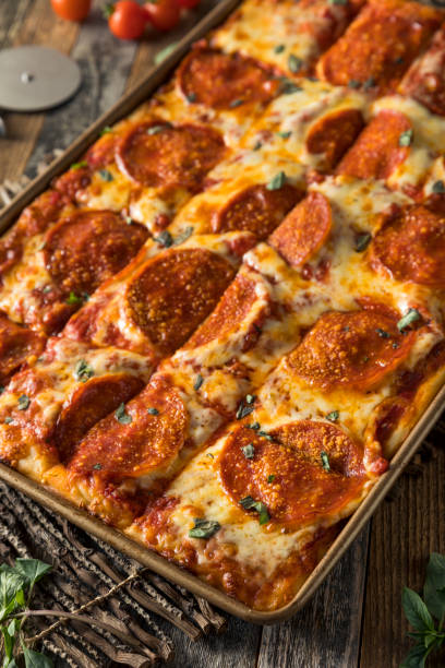 istock Homemade Pepperoni Sicilian Pan Pizza 647809098