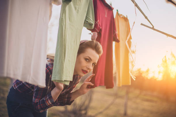 istock Girl has a laundry day outdoors 647809506