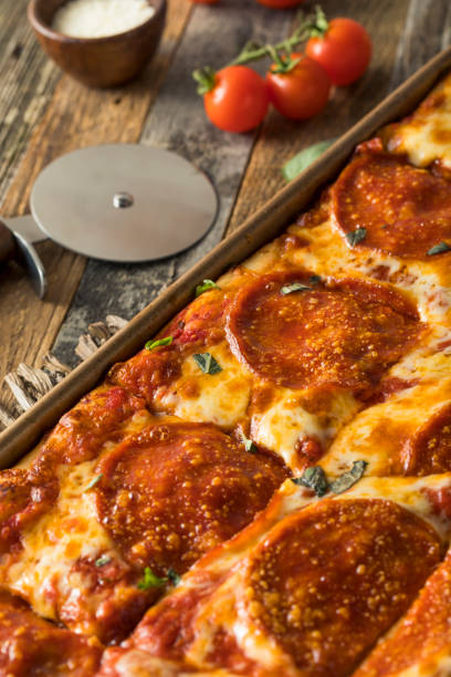 istock Homemade Pepperoni Sicilian Pan Pizza 647809650
