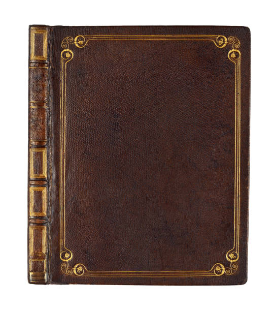 old books with vintage bindings and beautiful gilded leather book covers - book cover imagens e fotografias de stock