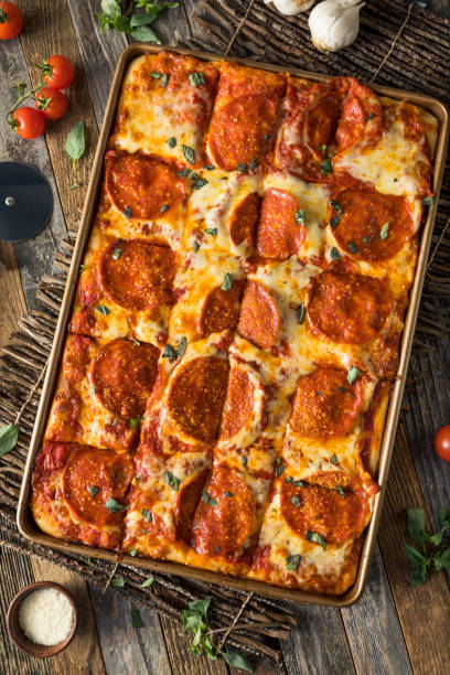 istock Homemade Pepperoni Sicilian Pan Pizza 647812548