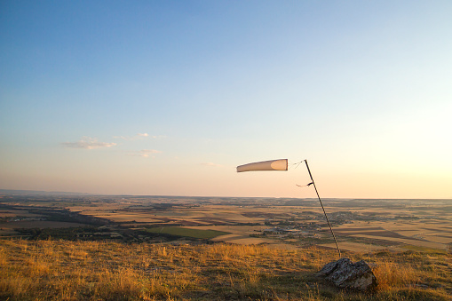 windsock on a hill, stock photo