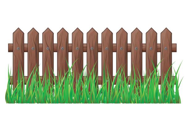 fence3 Wooden Fence with grass isolated vector symbol icon design. Beautiful illustration isolated on white background fence3 stock illustrations