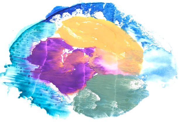 istock Multi-coloured spot, watercolour abstract hand painted background 647821606