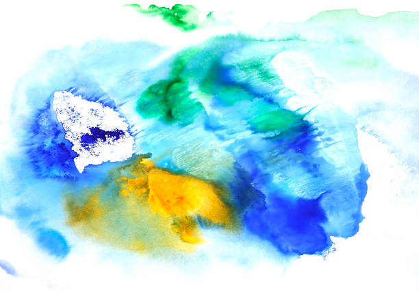 istock Multi-coloured spot, watercolour abstract hand painted background 647821634