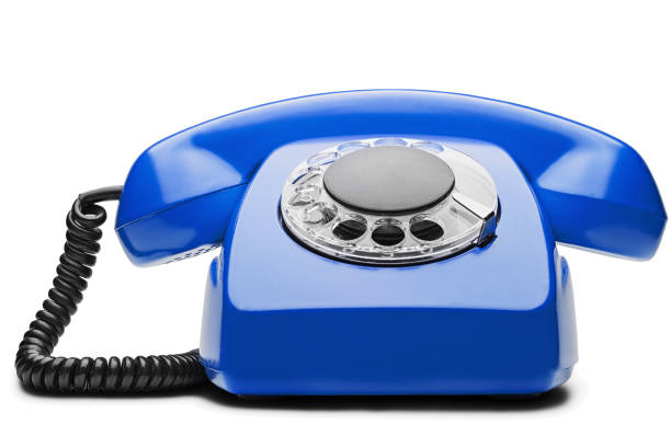 istock landline blue  phone on a isolated white background 647823814
