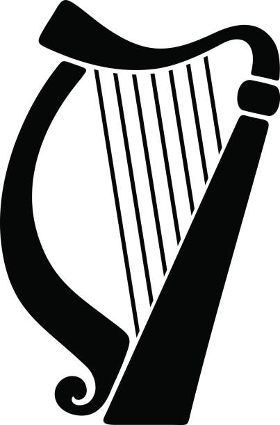 Vector black silhouette of a harp. Vector black silhouette of a harp isolated on a white background. harp stock illustrations
