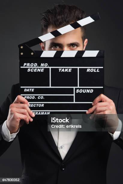 Business Man Holding A Clapboard Stock Photo - Download Image Now - Actor, Movie, Sex Symbol