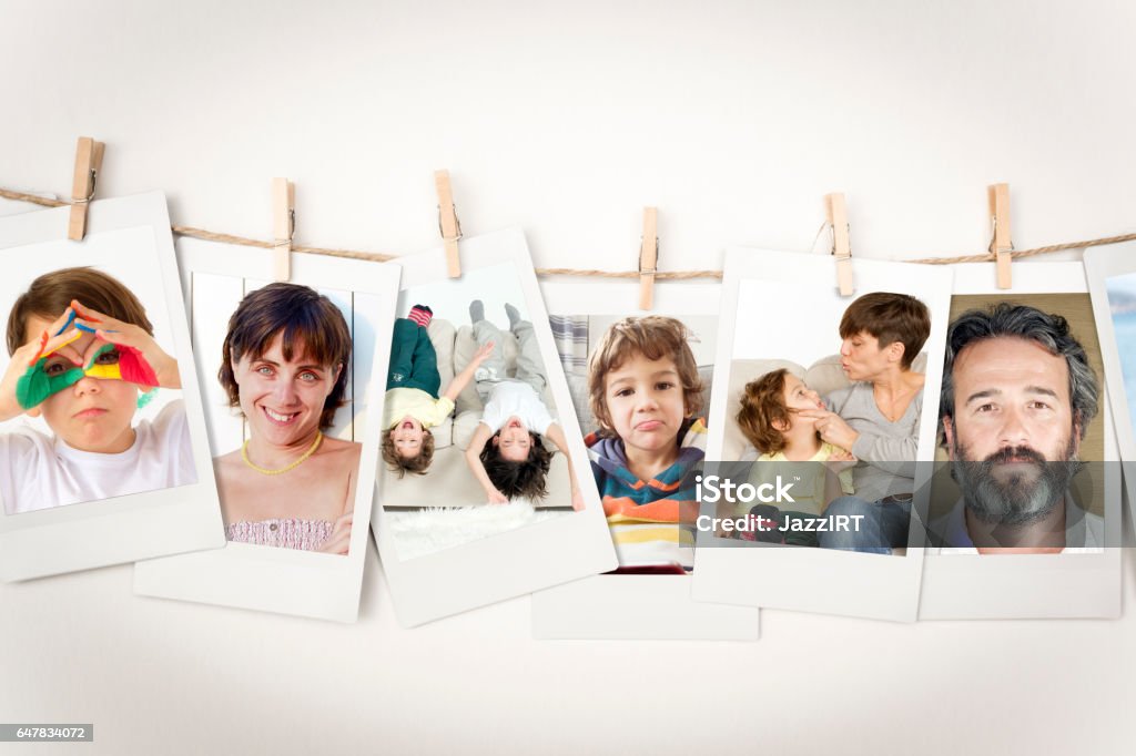 Family pictures Instant Photo Prints Collection (clipping path) Photograph Stock Photo