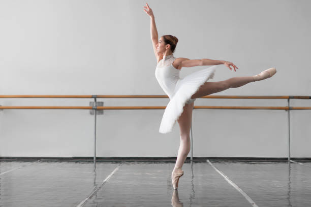 istock Beautiful female ballet dancer in class 647845252