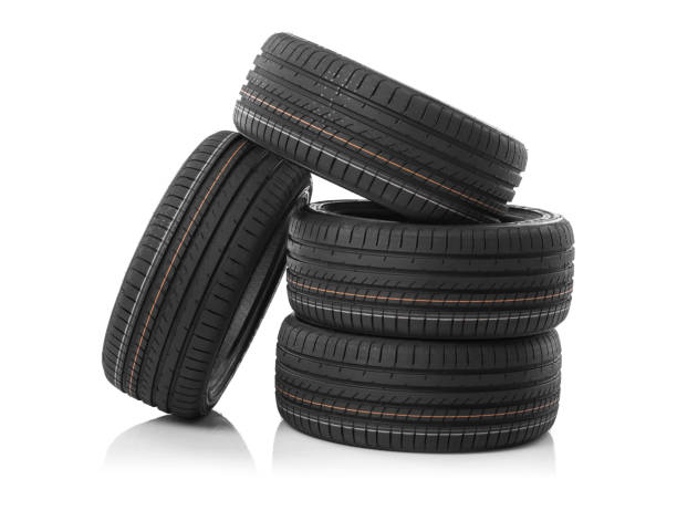 istock Car tires isolated on white. 647845946