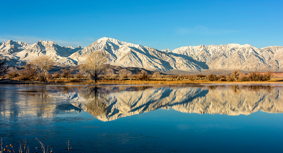 Sierra Nevada range in the reflection pool.