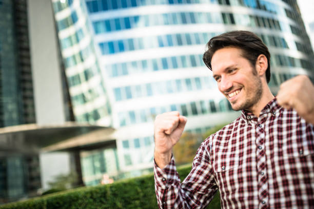 istock casual businessman happiness for winning 647848654