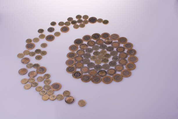 istock Turkish Lira coins shape a crescent round a circle 647855074