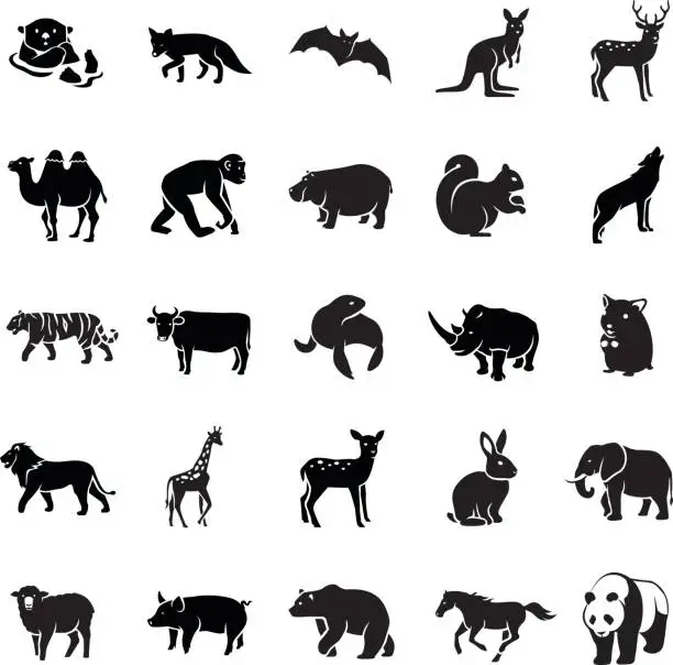 Vector illustration of Mammals vector icons