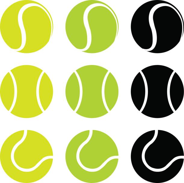ilustraciones, imágenes clip art, dibujos animados e iconos de stock de pelotas de tenis  - bola de tenis