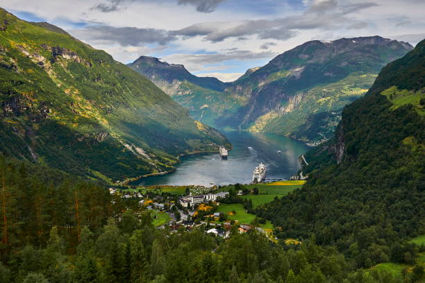 istock Geiranger fjord, Norway with cruise ship 647959836