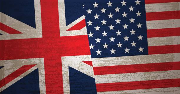 istock USA and United Kingdom flag with grunge texture background 647971780