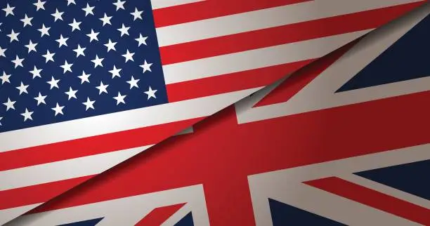 Vector illustration of USA and United Kingdom flag background