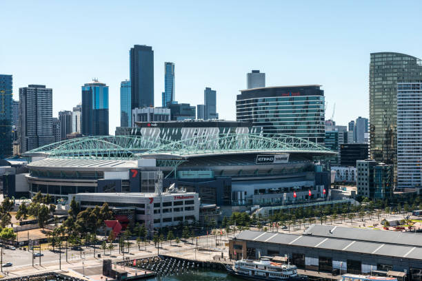 estádio etohad em melbourne - sports venue - fotografias e filmes do acervo