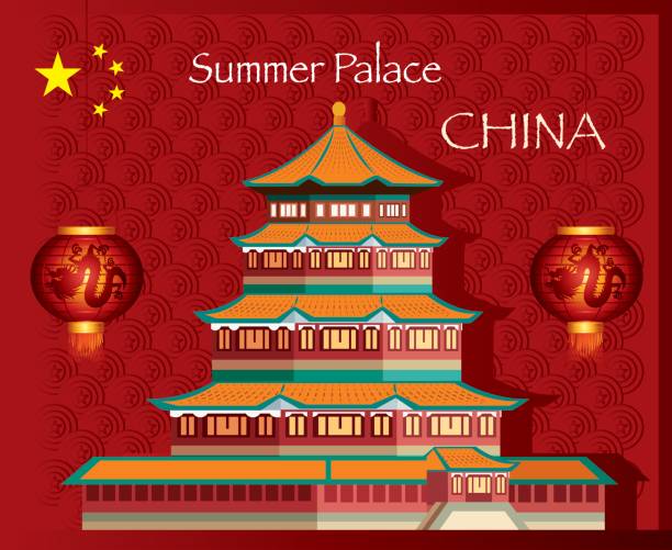 summer palace  - chinese temple dog stock-grafiken, -clipart, -cartoons und -symbole