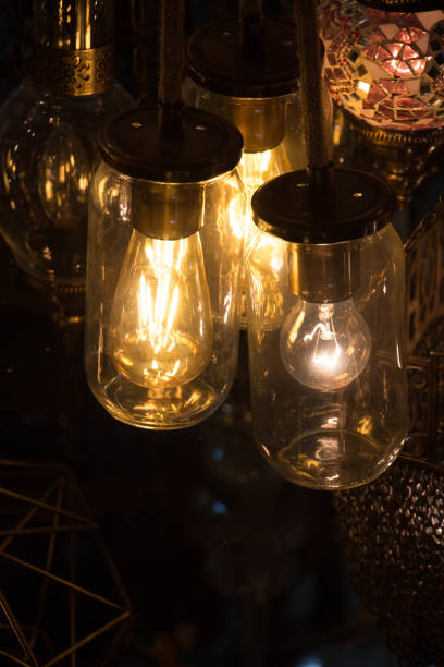 istock Decorative antique edison style filament light bulbs 647979218