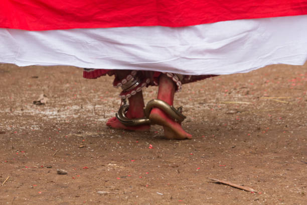Theyyam artist walking away.