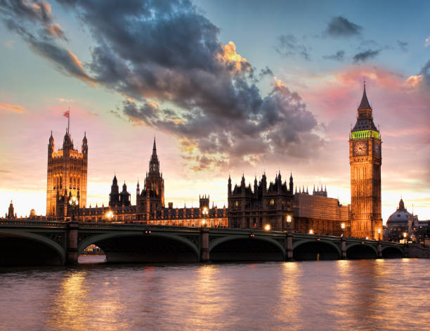 istock Big Ben against colorful sunset in London, England, UK 648004904