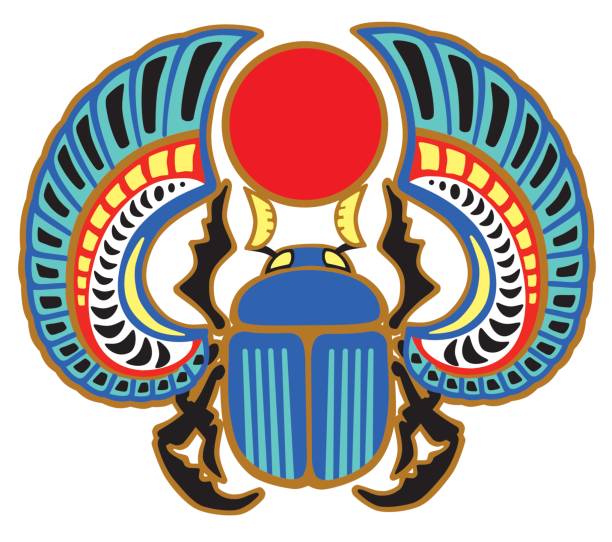 Egyptian scarab beetle Egyptian scarab beetle. Sacked bug a symbol of the sun in the ancient Egypt scarab beetle stock illustrations