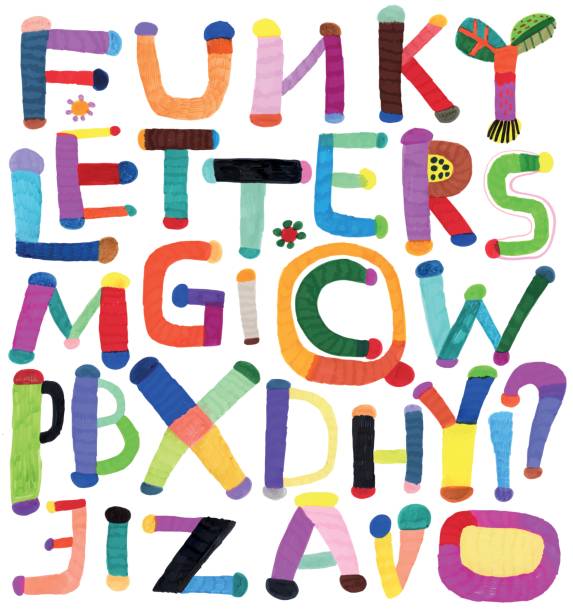 Colourful letter alphabet Felt tip pen drawn letters r i p stock illustrations