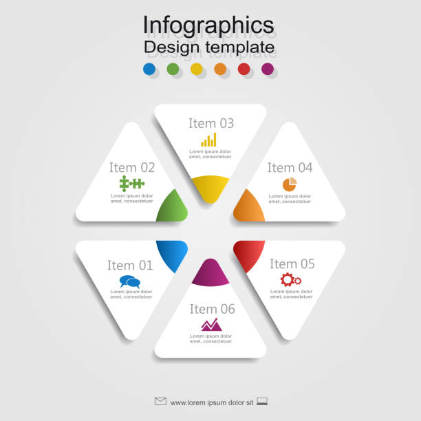 illustrations, cliparts, dessins animés et icônes de modèle de rapport d’infographie avec place pour les données. illustration vectorielle. - 6 series