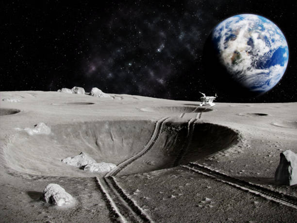 trattore lunare - cratere meteoritico foto e immagini stock