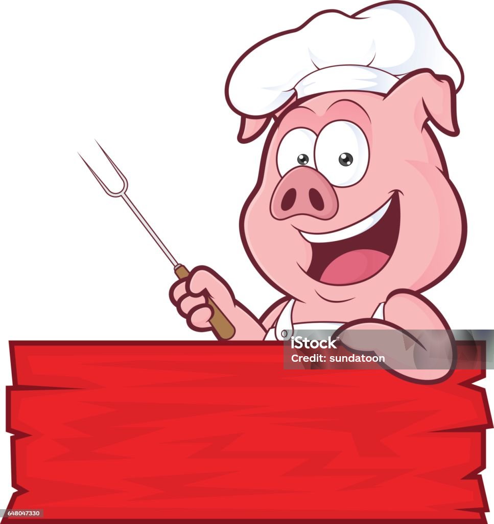 Pig BBQ chef Clipart picture of a pig BBQ chef cartoon character Pig stock vector